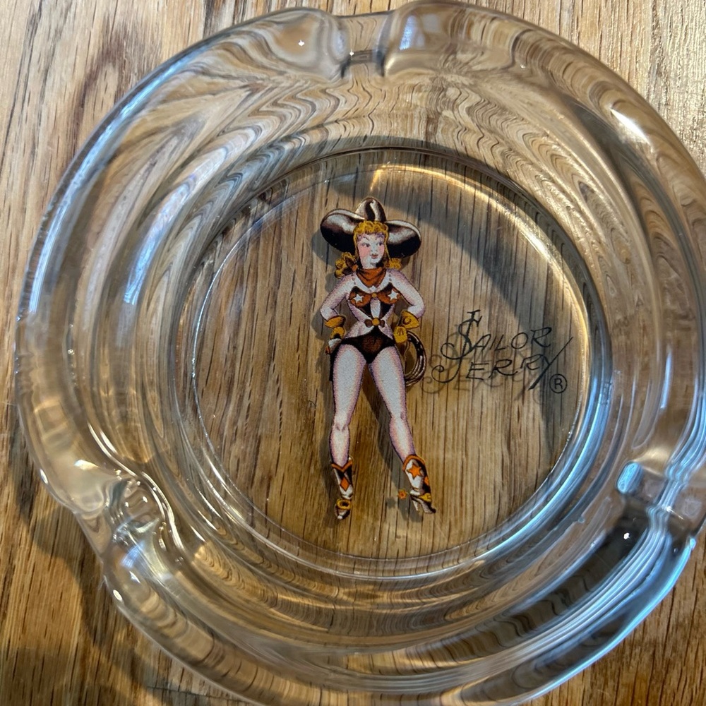 Sailor Jerry Cowgirl Whip Tattoo Art Ashtray